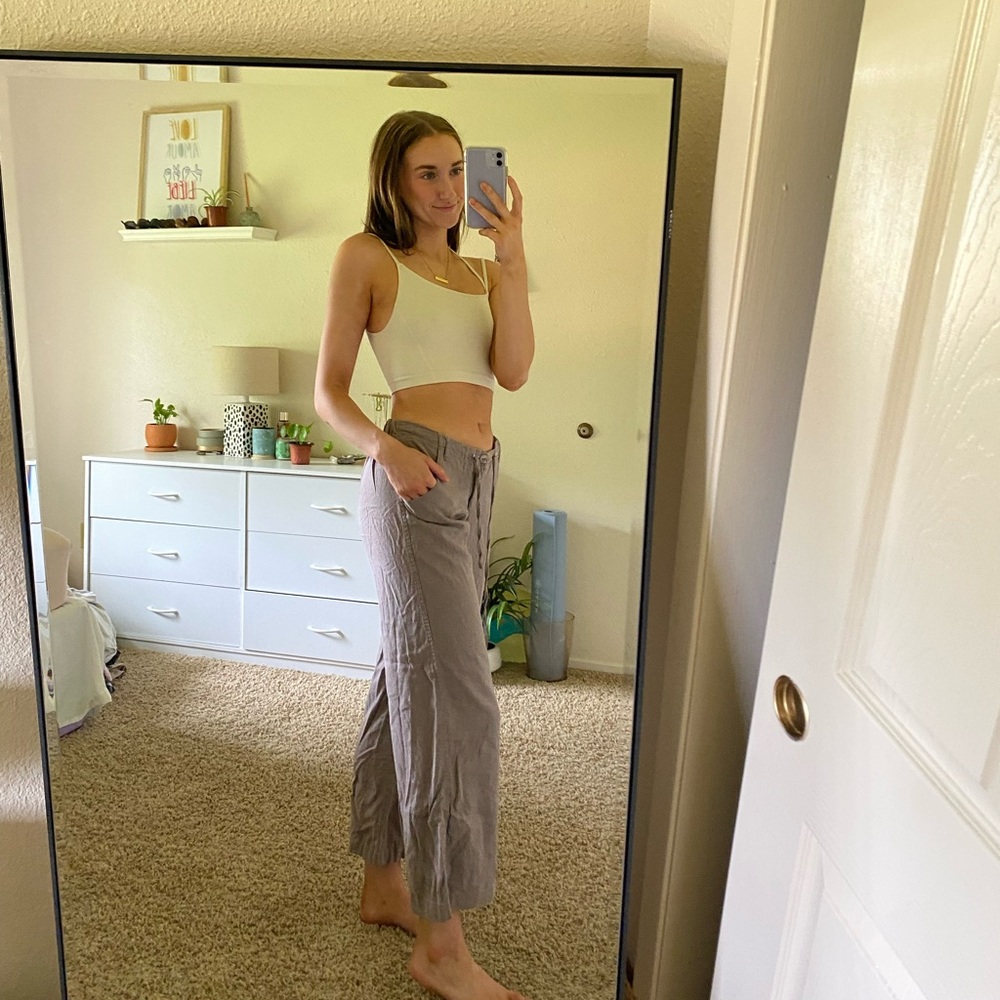 brown linen pants